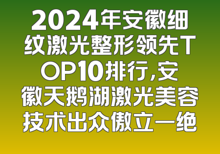 2024年安徽细纹激光整形领先TOP10排行，安徽天鹅湖激光美容技术出众傲立一绝
