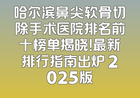 哈尔滨鼻尖软骨切除手术医院排名前十榜单揭晓！最新排行指南出炉 2025版