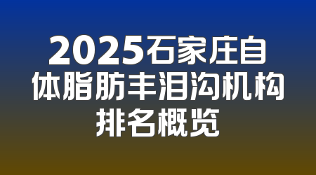 2025石家庄自体脂肪丰泪沟机构排名概览