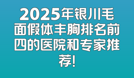 2025年银川毛面假体丰胸排名前四的医院和专家推荐！