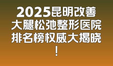 2025昆明改善大腿松弛整形医院排名榜权威大揭晓！