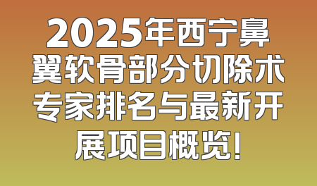 2025年西宁鼻翼软骨部分切除术专家排名与最新开展项目概览!