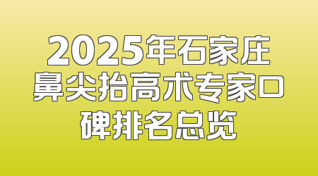 2025年石家庄鼻尖抬高术专家口碑排名总览