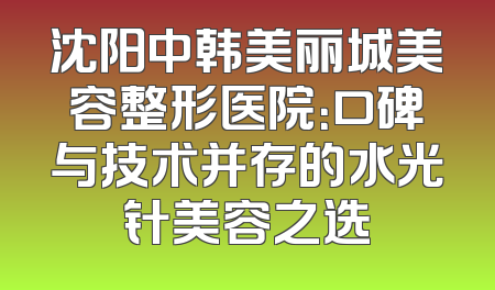 沈阳中韩美丽城美容整形医院：口碑与技术并存的水光针美容之选