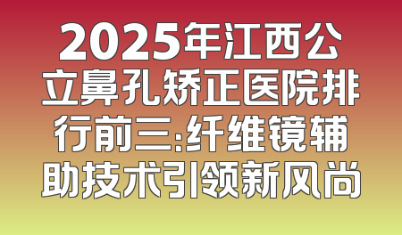 2025年江西公立鼻孔矫正医院排行前三：纤维镜辅助技术引领新风尚