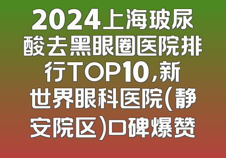 2024上海玻尿酸去黑眼圈医院排行TOP10，新世界眼科医院(静安院区)口碑爆赞