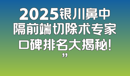 2025银川鼻中隔前端切除术专家口碑排名大揭秘！”