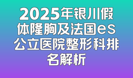 2025年银川假体隆胸及法国es公立医院整形科排名解析