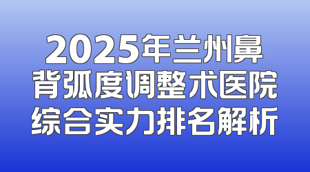 2025年兰州鼻背弧度调整术医院综合实力排名解析