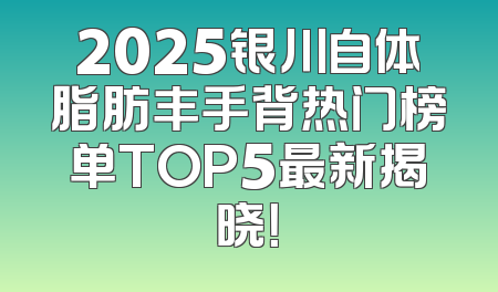 2025银川自体脂肪丰手背热门榜单TOP5最新揭晓！