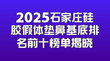 2025石家庄硅胶假体垫鼻基底排名前十榜单揭晓