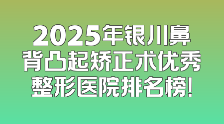 2025年银川鼻背凸起矫正术优秀整形医院排名榜！