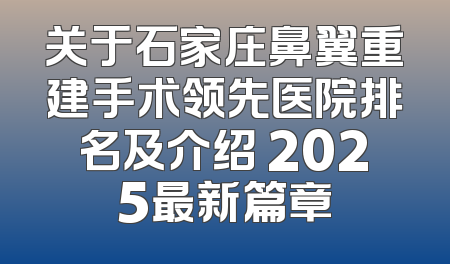 关于石家庄鼻翼重建手术领先医院排名及介绍 2025最新篇章