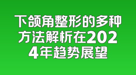 下颌角整形的多种方法解析在2024年趋势展望