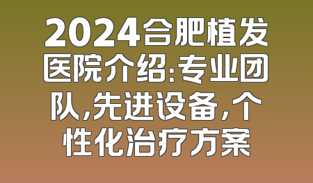 2024合肥植发医院介绍：专业团队，先进设备，个性化治疗方案