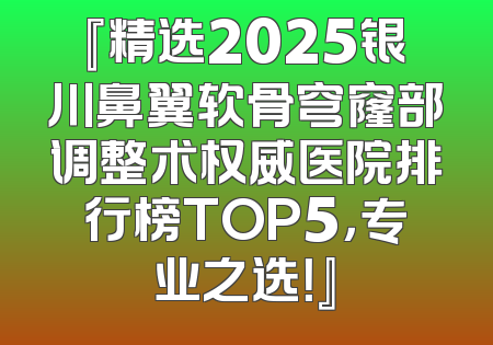 『精选2025银川鼻翼软骨穹窿部调整术权威医院排行榜TOP5，专业之选！』