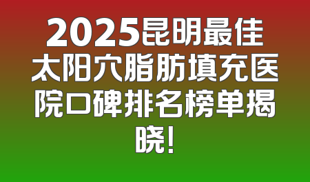 2025昆明最佳太阳穴脂肪填充医院口碑排名榜单揭晓！