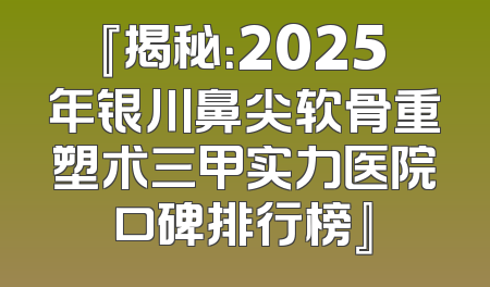 『揭秘：2025年银川鼻尖软骨重塑术三甲实力医院口碑排行榜』