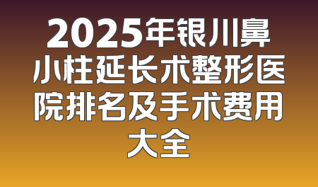 2025年银川鼻小柱延长术整形医院排名及手术费用大全