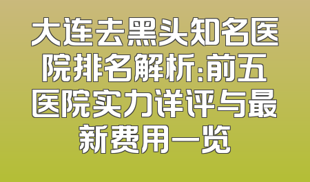 大连去黑头知名医院排名解析：前五医院实力详评与最新费用一览