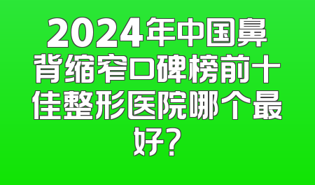 2024年中国鼻背缩窄口碑榜前十佳整形医院哪个最好？