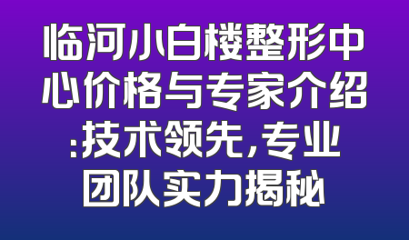 临河小白楼整形中心价格与专家介绍：技术领先，专业团队实力揭秘
