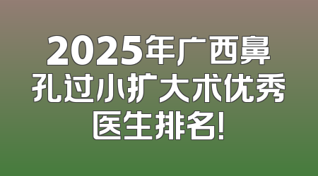 2025年广西鼻孔过小扩大术优秀医生排名！