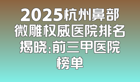 2025杭州鼻部微雕权威医院排名揭晓：前三甲医院榜单