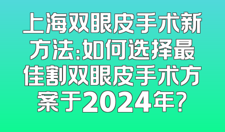 上海双眼皮手术新方法：如何选择最佳割双眼皮手术方案于2024年？
