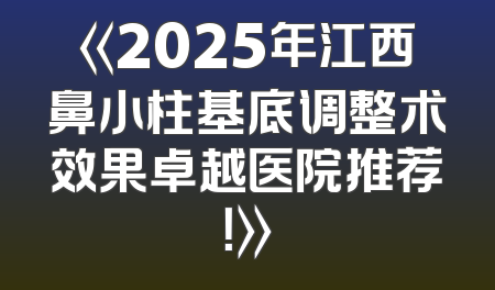《2025年江西鼻小柱基底调整术效果卓越医院推荐！》