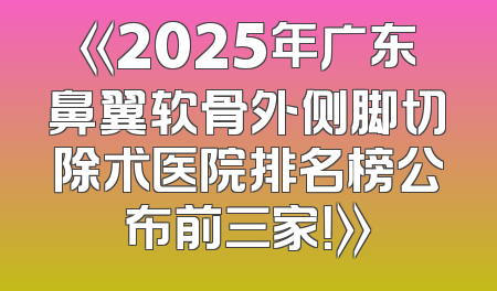《2025年广东鼻翼软骨外侧脚切除术医院排名榜公布前三家！》