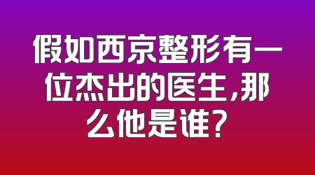 假如西京整形有一位杰出的医生，那么他是谁？