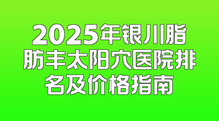 2025年银川脂肪丰太阳穴医院排名及价格指南