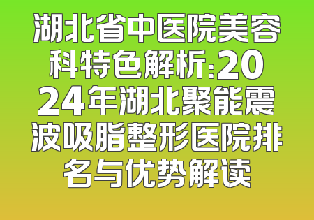 湖北省中医院美容科特色解析：2024年湖北聚能震波吸脂整形医院排名与优势解读