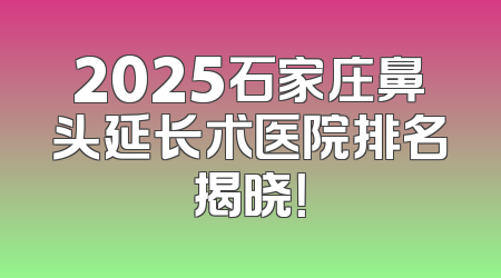 2025石家庄鼻头延长术医院排名揭晓！