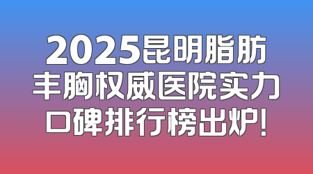 2025昆明脂肪丰胸权威医院实力口碑排行榜出炉！