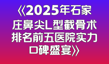 《2025年石家庄鼻尖L型截骨术排名前五医院实力口碑盛宴》