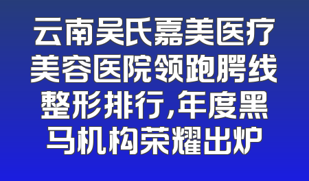 云南吴氏嘉美医疗美容医院领跑腭线整形排行，年度黑马机构荣耀出炉