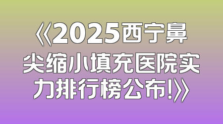 《2025西宁鼻尖缩小填充医院实力排行榜公布！》
