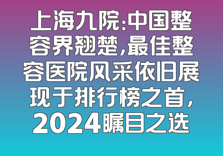上海九院：中国整容界翘楚，最佳整容医院风采依旧展现于排行榜之首，2024瞩目之选