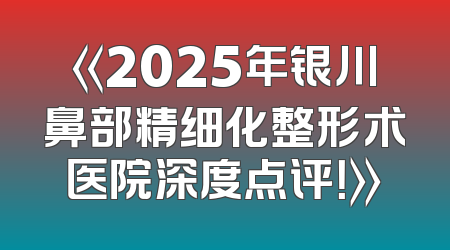 《2025年银川鼻部精细化整形术医院深度点评！》