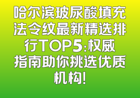 哈尔滨玻尿酸填充法令纹最新精选排行TOP5：权威指南助你挑选优质机构！