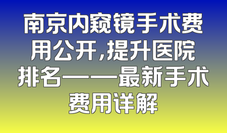 南京内窥镜手术费用公开，提升医院排名——最新手术费用详解