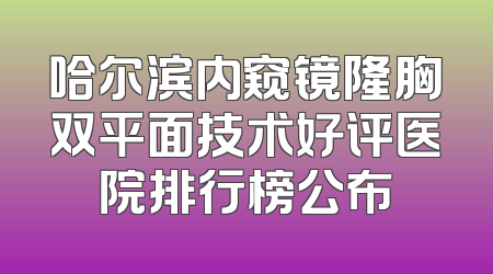 哈尔滨内窥镜隆胸双平面技术好评医院排行榜公布