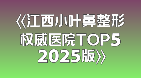 《江西小叶鼻整形权威医院TOP5 2025版》