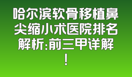哈尔滨软骨移植鼻尖缩小术医院排名解析：前三甲详解！