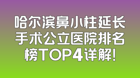 哈尔滨鼻小柱延长手术公立医院排名榜TOP4详解！