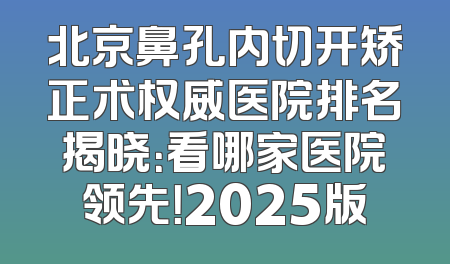 北京鼻孔内切开矫正术权威医院排名揭晓：看哪家医院领先！2025版