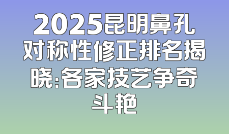 2025昆明鼻孔对称性修正排名揭晓：各家技艺争奇斗艳
