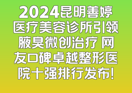 2024昆明善婷医疗美容诊所引领腋臭微创治疗 网友口碑卓越整形医院十强排行发布！